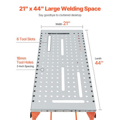 Τραπέζι συγκόλλησης 44&quot; x 21&quot; 500LBS Πτυσσόμενος πάγκος εργασίας με ρυθμιζόμενο ύψος 4 επιπέδων