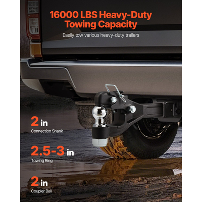 VEVOR Pintle Hitch 2 ιντσών Γάντζος δέκτη 2,5-3 ιντσών Lunette Ring 16000 lbs