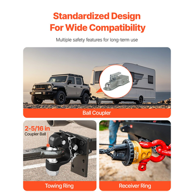 VEVOR Pintle Hitch 2-5/16&quot; Mount Hitch Ball for 2,5&quot;-3&quot; Lunette Ring 20000 lbs