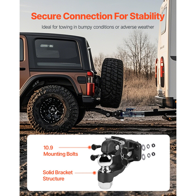 VEVOR Pintle Hitch 2-5/16&quot; Mount Hitch Ball for 2,5&quot;-3&quot; Lunette Ring 30000 lbs