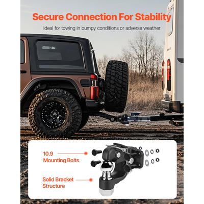 VEVOR Pintle Hitch Combination 2&quot; Hitch Ball for 2,5&quot;-3&quot; Lunette Ring 20000 lbs