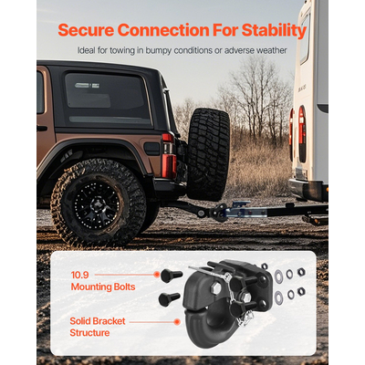 VEVOR Pintle Hitch Trailer Hitch Receiver for 2,5&quot;-3&quot; Lunette Ring 30000 lbs