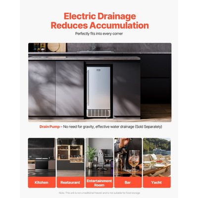 VEVOR Ενσωματωμένη παγομηχανή 80 λίβρες/ημέρα με αντλία αποστράγγισης αναστρέψιμη πόρτα