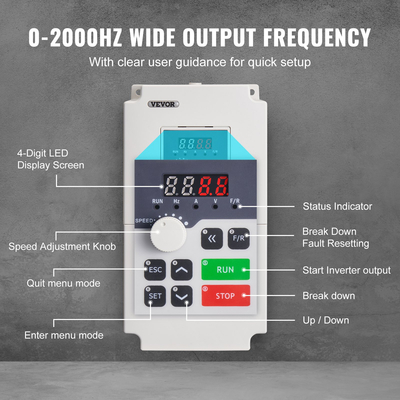 VEVOR VFD 5HP 4KW 18A 1 ή 3 Φάσεις AC 220V Είσοδος σε Τριφασική Έξοδος AC 0~220V