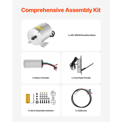 VEVOR 1800W Electric Brushless DC Motor Kit 48V 4500rpm Motor &amp; Speed ​​Controller