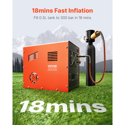 Ενσωματωμένος μετατροπέας VEVOR PCP Air Compressor 4500PSI Auto-Stop Airgun Compressor