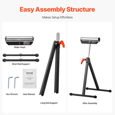 VEVOR 2 PC Ξυλουργικές βάσεις με ρολό Μέγιστο φορτίο 135 lb Ρυθμιζόμενο 26,8-42,5 in