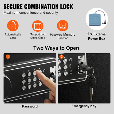 VEVOR 6-10 Rifles Gun Safe Θυρίδα ασφαλείας Rifle με κλειδαριά &amp; αφαιρούμενο ράφι ψηφιακού πληκτρολογίου