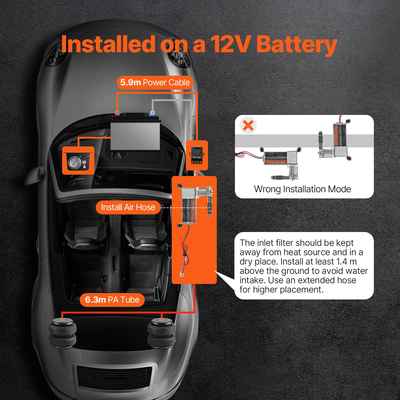 VEVOR Air Shock Controller Kit 100PSI On Board System Air Compressor Single Path