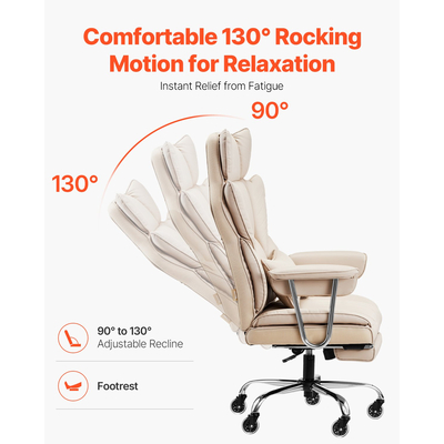 Καρέκλα γραφείου VEVOR Executive Chair Υπόποδα καρέκλας πλάτης &amp; αφαιρούμενα μπράτσα Καφέ