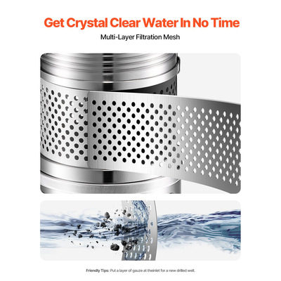 VEVOR 550W Βυθισμένη αντλία βαθιάς πηγαδιού Αντλία νερού από ανοξείδωτο χάλυβα 210ft 65L/min