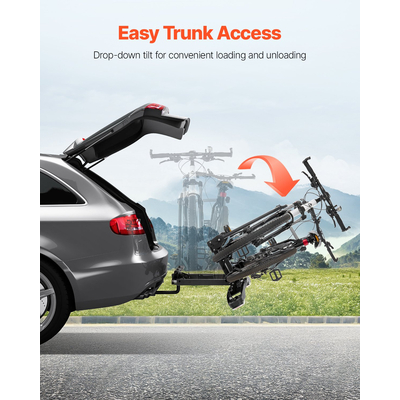 VEVOR Σχάρα ποδηλάτου για 2 ποδήλατα Πτυσσόμενη βάση ποδηλάτου με κοτσαδόρο που ταιριάζει σε δέκτες 5 cm