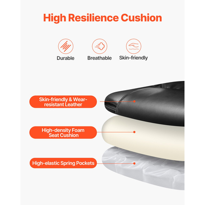 Καρέκλα στελεχών VEVOR Καρέκλα γραφείου ψηλή πλάτη με μαξιλάρι οσφυϊκού υποπόδιου μαύρο