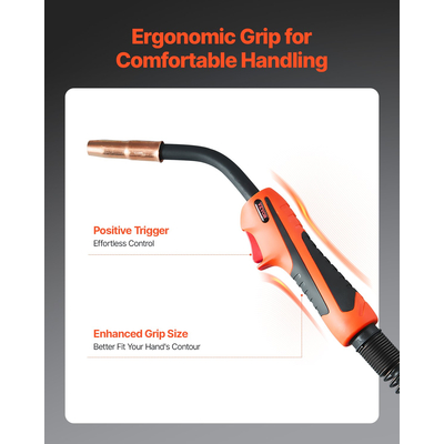 Πιστόλι συγκόλλησης VEVOR 250Amp Mig με καλώδιο 15FT για σύρματα συγκόλλησης 0,035&quot; &amp; 0,045