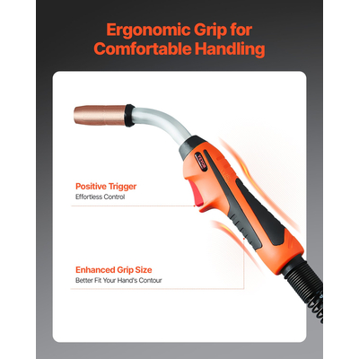 Πιστόλι συγκόλλησης VEVOR 250Amp Mig με καλώδιο 15FT για καλώδια 0,030&quot; 0,035&quot; &amp; 0,045