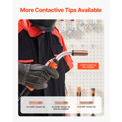 Πιστόλι συγκόλλησης VEVOR 250Amp Mig με καλώδιο 15FT για καλώδια 0,030&quot; 0,035&quot; &amp; 0,045