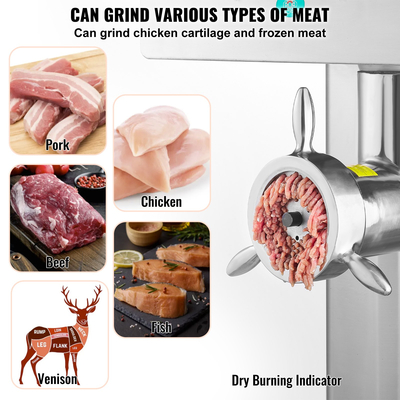 VEVOR Εμπορική ηλεκτρική μηχανή κρέατος 36,7 Lbs/Min Βιομηχανική μύλος ντουλαπιών