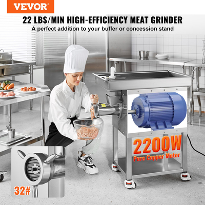 VEVOR Εμπορική Ηλεκτρική Κρεατομηχανή 22Lb/Min 2200W Βιομηχανική μύλος ντουλαπιών