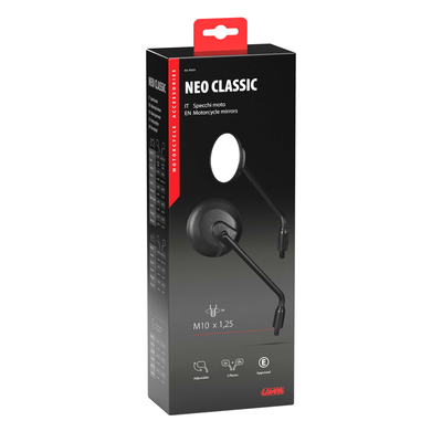 ΚΑΘΡΕΠΤΕΣ MOTO NEO CLASSIC ΣΤΡΟΓΓΥΛΟΙ M10x1,25 DX ΜΑΥΡΟΙ LAMPA - 2 τεμ.