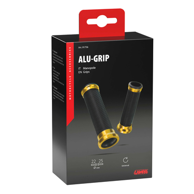 ΧΕΡΟΥΛΙΑ MOTO ALU GRIP  ΜΑΥΡΟ/ΧΡΥΣΟ ΧΡΩΜΑ 22mm+25mm 12cm LAMPA - 2 τεμ.