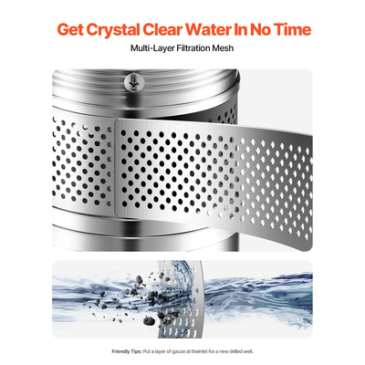 VEVOR 750W Βυθισμένη αντλία βαθιάς πηγαδιού Αντλία νερού από ανοξείδωτο χάλυβα 246ft 100L/min