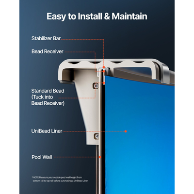 VEVOR Oval Liner Pool 16,4x9,8ft Unibead Style Pool Liner 47in Ύψος τοίχου