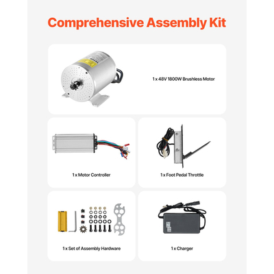 VEVOR 1800W Electric Brushless DC Motor Kit 48V 4500rpm Motor &amp; Speed ​​Controller