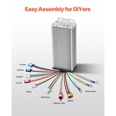 VEVOR 1800W 48VE Ηλεκτρικό κιτ κινητήρα DC χωρίς ψήκτρες με αναβαθμισμένο ελεγκτή ταχύτητας