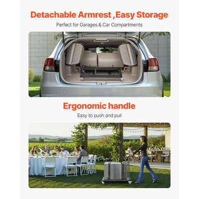 VEVOR Πτυσσόμενο ράφι καρέκλας καρότσι για 25 καρέκλες 300 LBS σχήματος L οριζόντια