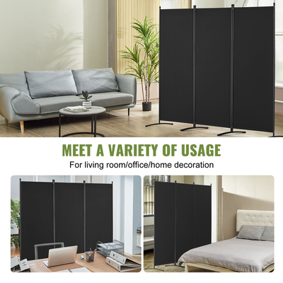 VEVOR Room Divider 3-Panel Πτυσσόμενη οθόνη Privacy Fabric Partition Office Μαύρο
