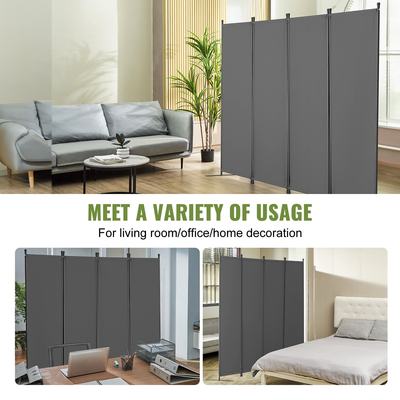 VEVOR Room Divider 4-Panel Πτυσσόμενη οθόνη Privacy Fabric Partition Office Γκρι