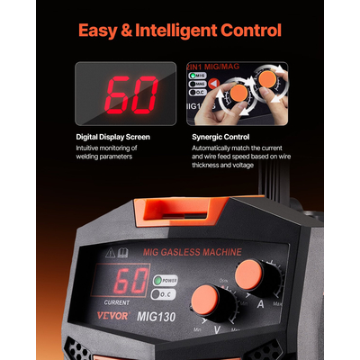 Μηχανή συγκόλλησης VEVOR MIG Welder 130Amp Gasless Flux Core Mig με μετατροπέα IGBT