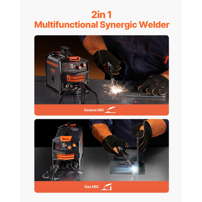 VEVOR MIG Welder 130A Welding Machine 2-in-1 Gas MIG/Gasless Flux Core Welder