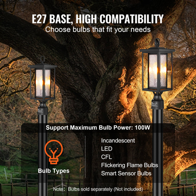 VEVOR 2 υπολογιστές Dusk to Dawn Outdoor Lamp Post Light Fixture 450 mm Pole Pier Mount