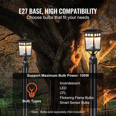 VEVOR 2 υπολογιστές Dusk to Dawn Outdoor Lamp Post Light Fixture 400 mm Pole Pier Mount