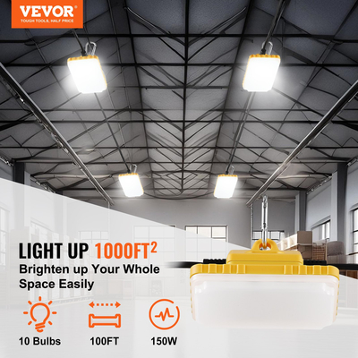VEVOR 100FT Construction String Lights 150W 15000LM Connectable Αδιάβροχο