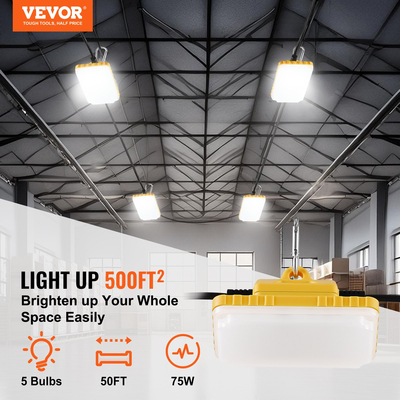 VEVOR 50FT Construction String φώτα εργασίας 75W 7500LM Συνδεόμενα αδιάβροχα