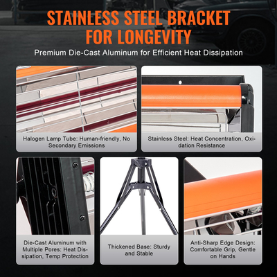 VEVOR Χειρός/Βάση λυχνίας ωρίμανσης υπέρυθρης βαφής 2000W για θέρμανση με αυτόματο στέγνωμα