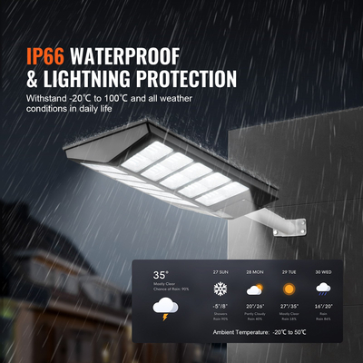 VEVOR 1000W LED ηλιακό φως δρόμου 1600LM ηλιακό φωτιστικό αισθητήρα κίνησης εξωτερικού χώρου