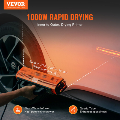 VEVOR Υπέρυθρη λάμπα πολυμερισμού 1000W χειρός για αυτόματο στέγνωμα αμαξώματος