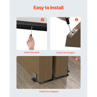 VEVOR Bypass Door Hardware 8ft Bypass Closet Door Track Kit για σύστημα 2 θυρών