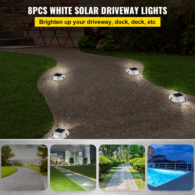 Driveway Lights, Solar Driveway Lights 8-pack, Dock Lights with Switch, σε λευκό