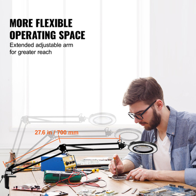 Μεγεθυντικός φακός VEVOR με φως &amp; βάση 5X μεγεθυντικός λαμπτήρας 4,3&quot; φακός 5 έγχρωμος