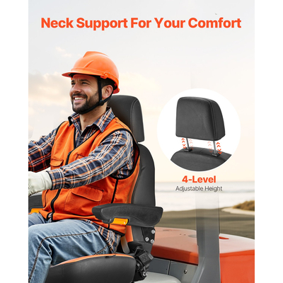 VEVOR Forklift Seat Mower Tractor Seat Ρυθμιζόμενο πίσω ζώνη ασφαλείας και προσκέφαλο