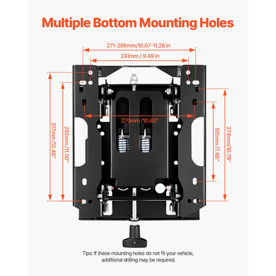 VEVOR Universal Seat Suspension Kit χωρίς συρόμενη ράγα που ταιριάζει στο τρακτέρ χορτοκοπτικής μηχανής