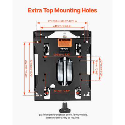 VEVOR Universal Seat Suspension Kit χωρίς συρόμενη ράγα που ταιριάζει στο τρακτέρ χορτοκοπτικής μηχανής