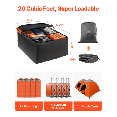 Τσάντα μεταφοράς φορτίου VEVOR Car Rooftop Cargo 20 κυβικά πόδια 840D PVC τσάντα αποσκευών οροφής αυτοκινήτου