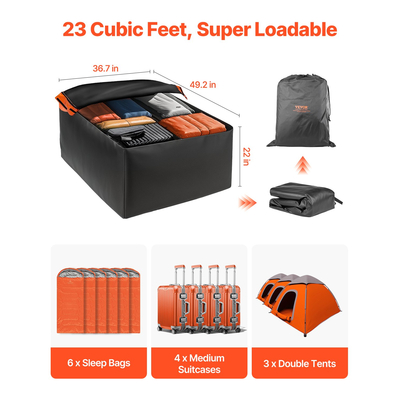 Τσάντα μεταφοράς φορτίου VEVOR Car Rooftop Cargo 23 κυβικά πόδια 840D PVC τσάντα αποσκευών οροφής αυτοκινήτου