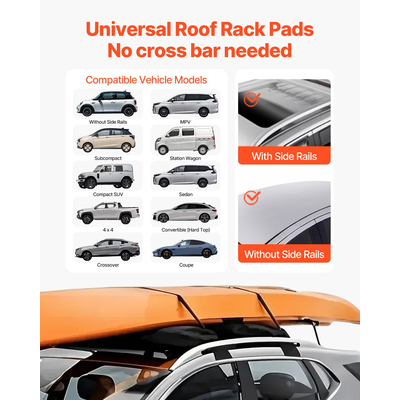 VEVOR Soft Roof Rack Pads 31,5&quot; Universal Car Roof Rack Pad 176LBS Loading