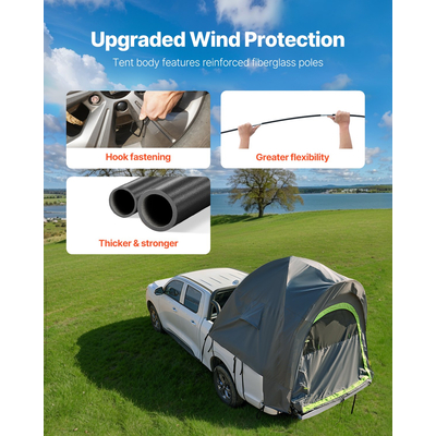 Σκηνή φορτηγού VEVOR 6,4-6,7 πόδια Αδιάβροχη PU2000 Truck Bed Σκηνή Κάμπινγκ 2-3 ατόμων